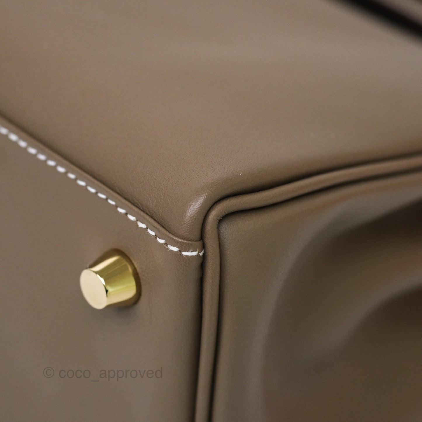 Hermès Retourne Kelly 25 Etoupe 18 Swift Gold Hardware