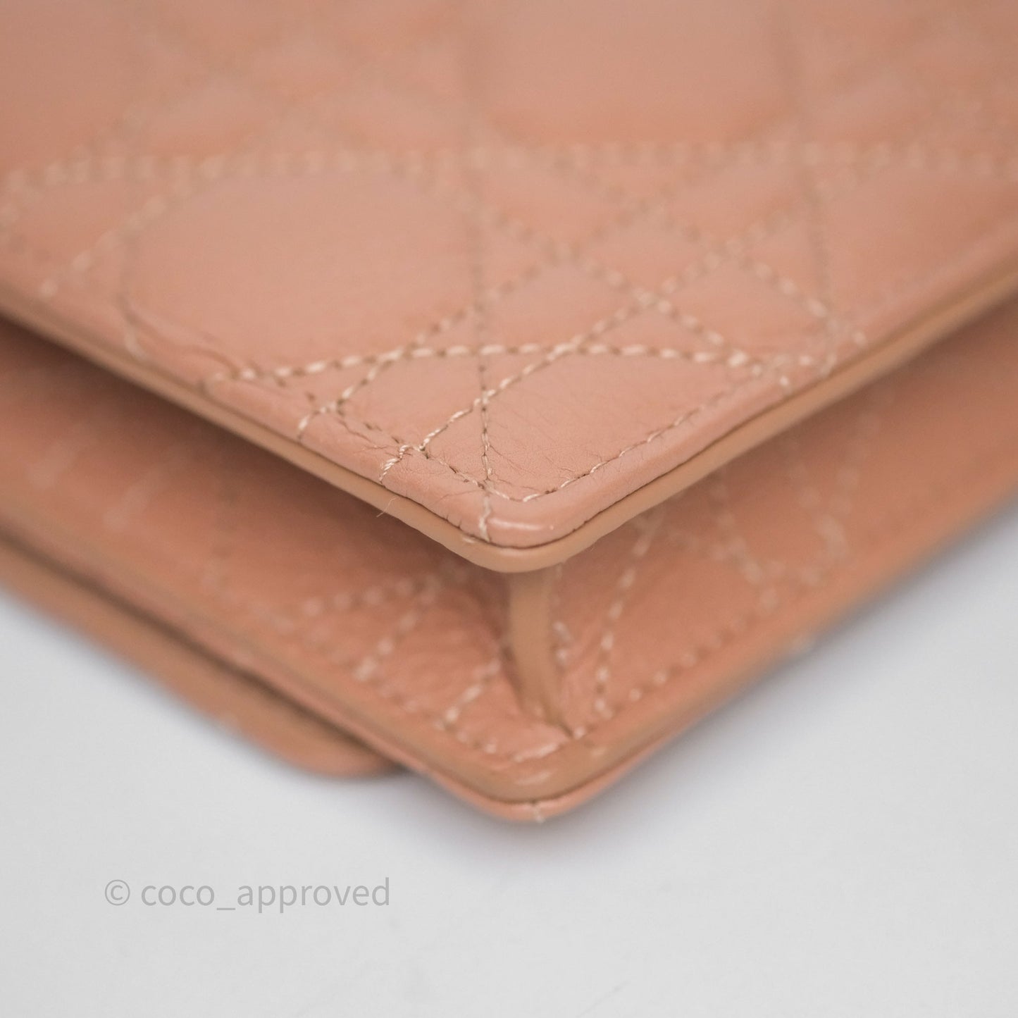 Christian Dior Caro Pouch with Chain In Supple Pink Cannage Calfskin