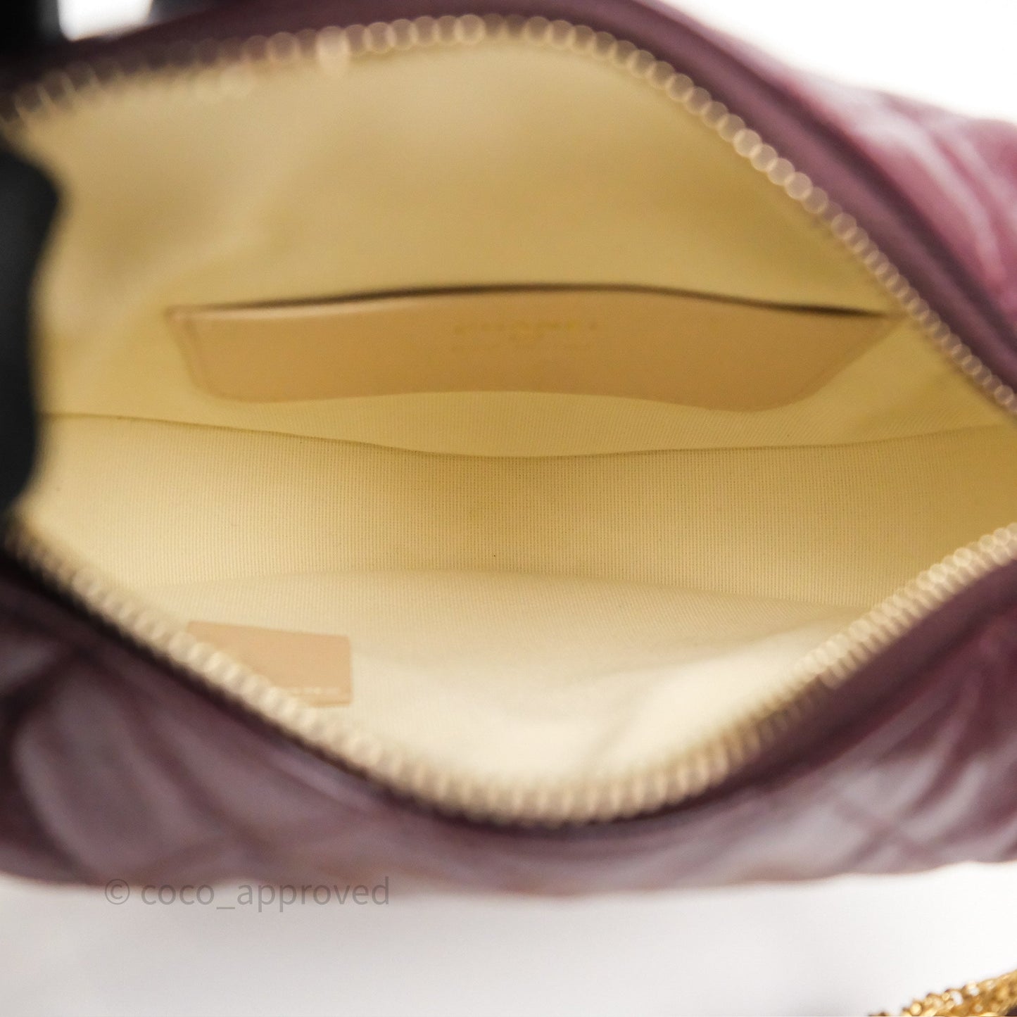Chanel Mini Hobo Pouch Dark Burgundy Shiny Crumpled Calfskin Aged Gold Hardware