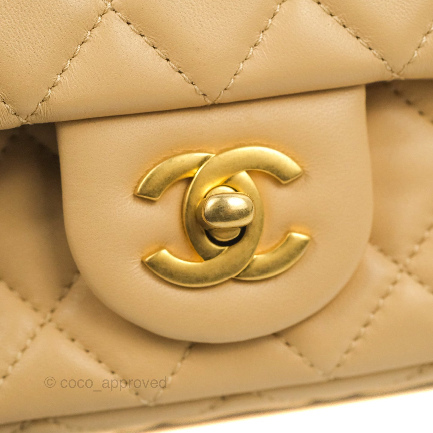 Chanel Mini Rectangular Pearl Crush Beige Lambskin Aged Gold Hardware
