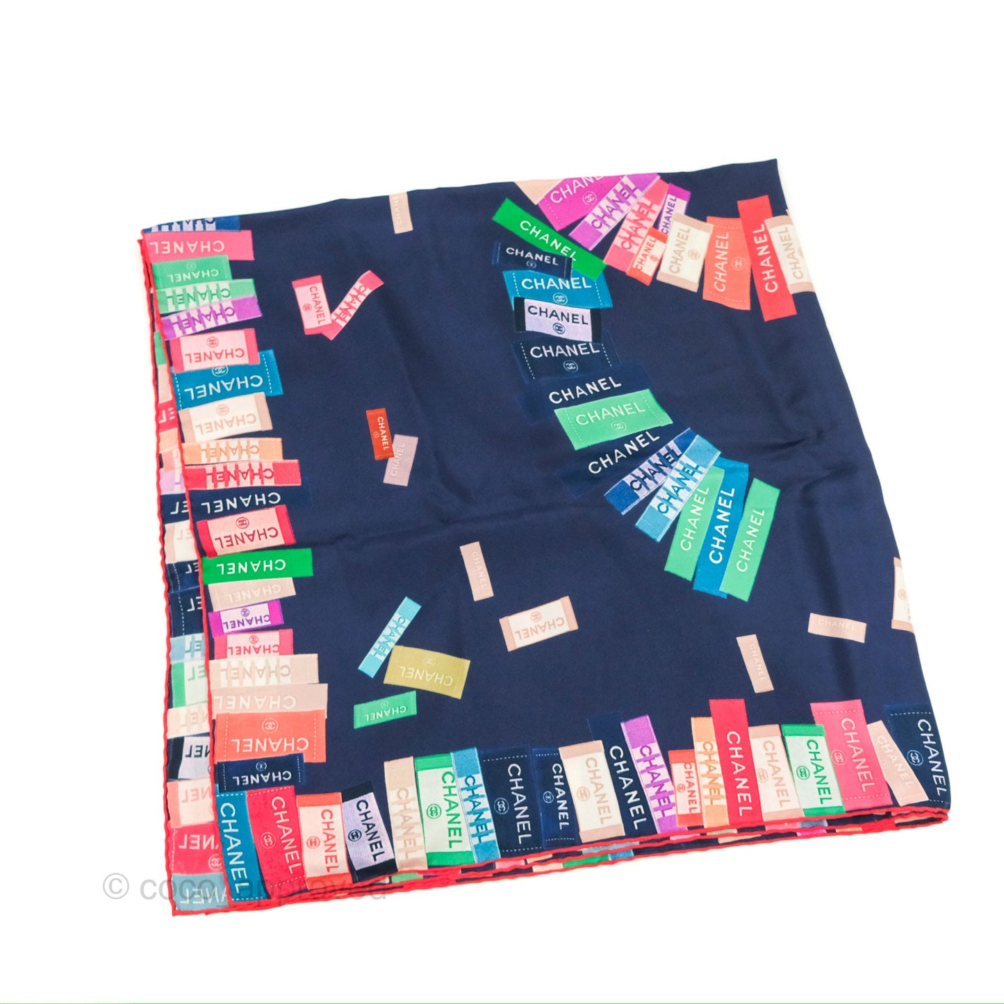 Chanel Square Silk Scarf 90 Navy