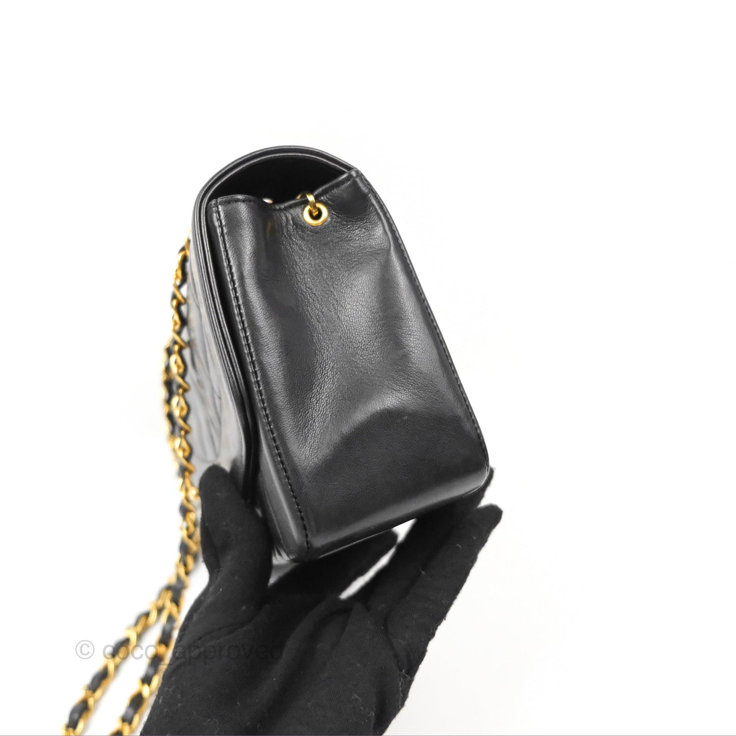 Chanel Vintage Small Quilted Classic Diana Flap Bag Black Lambskin 24K Gold Hardware