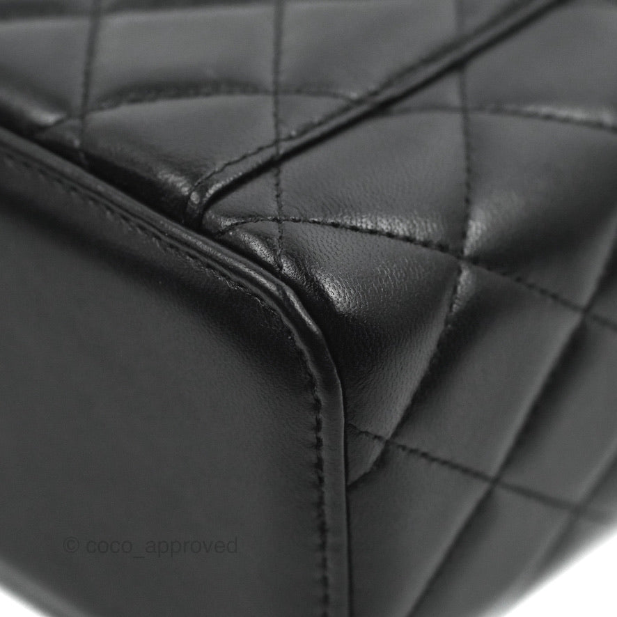 Chanel Vanity Rectangular Top Handle Black Lambskin Gold Hardware
