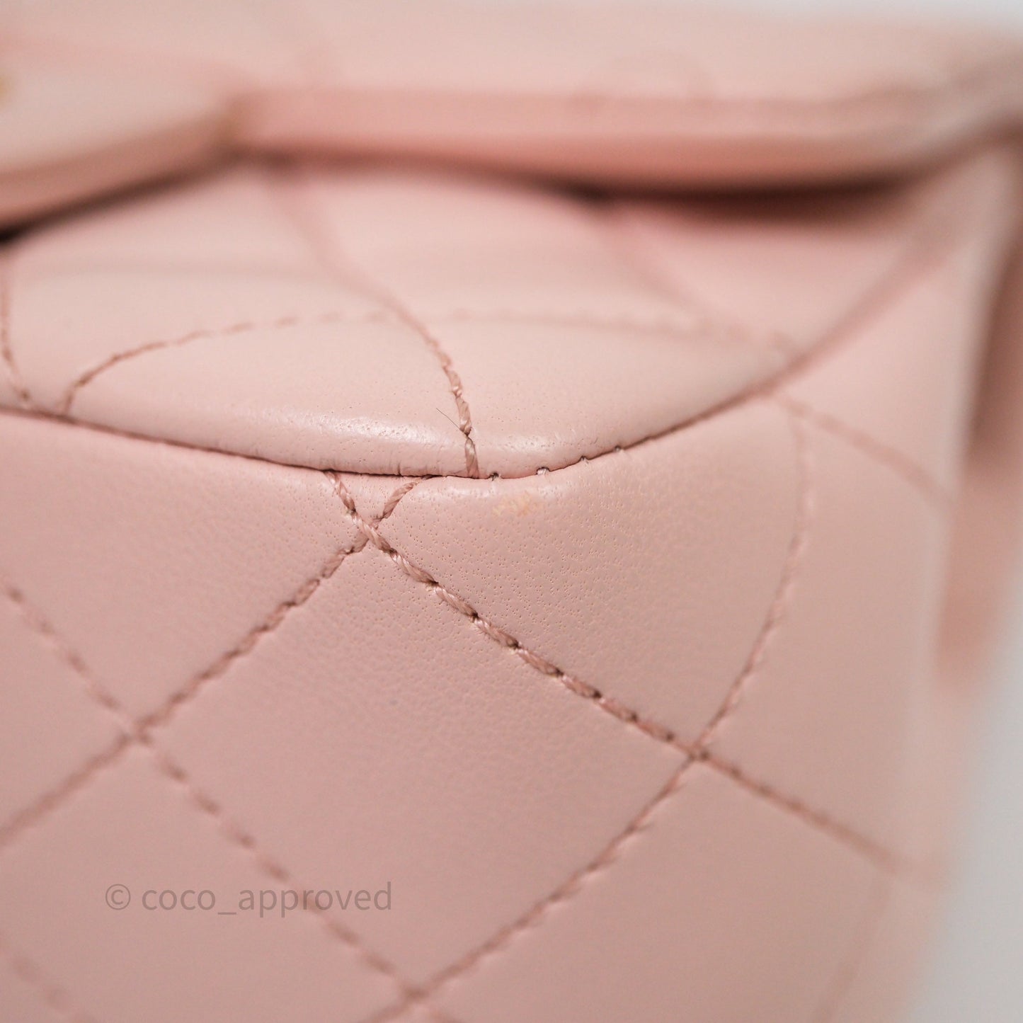 Chanel Pearl Crush Mini Square Quilted Pink Lambskin Aged Gold Hardware