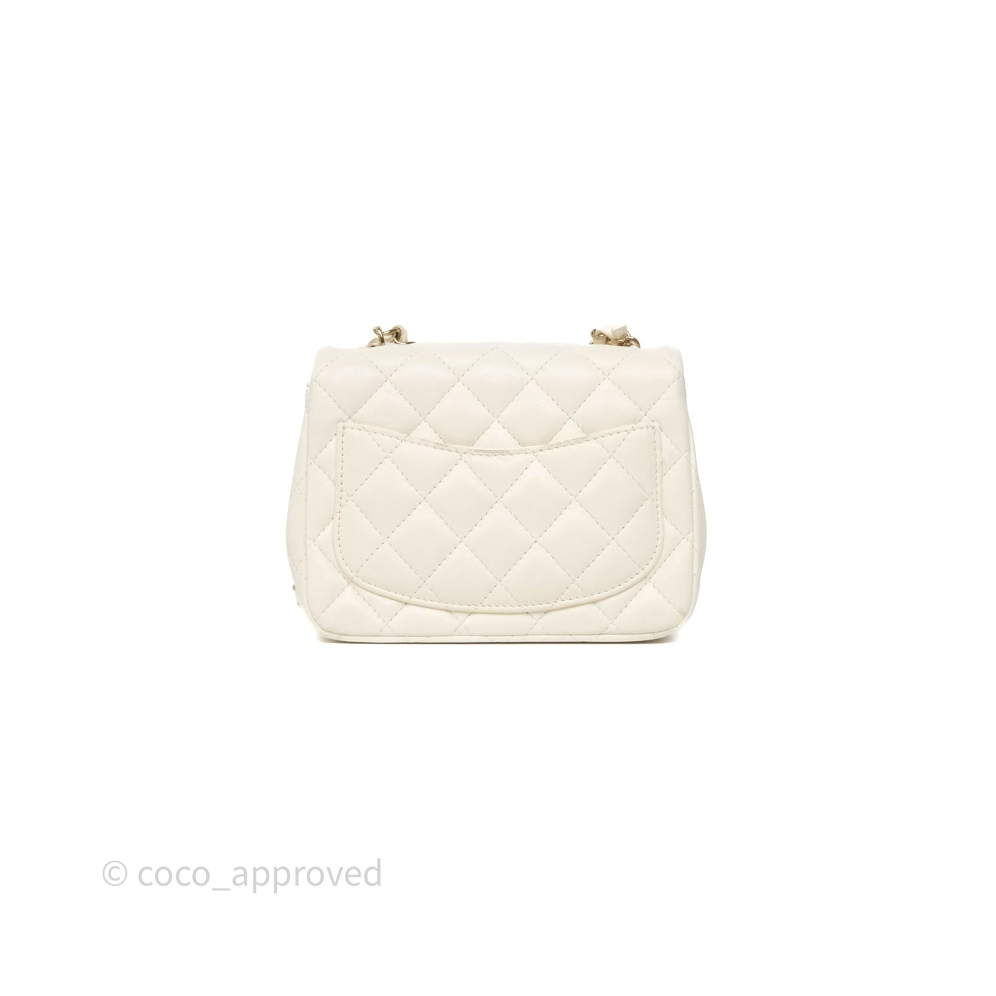Chanel Quilted Mini Square White Lambskin Gold Hardware