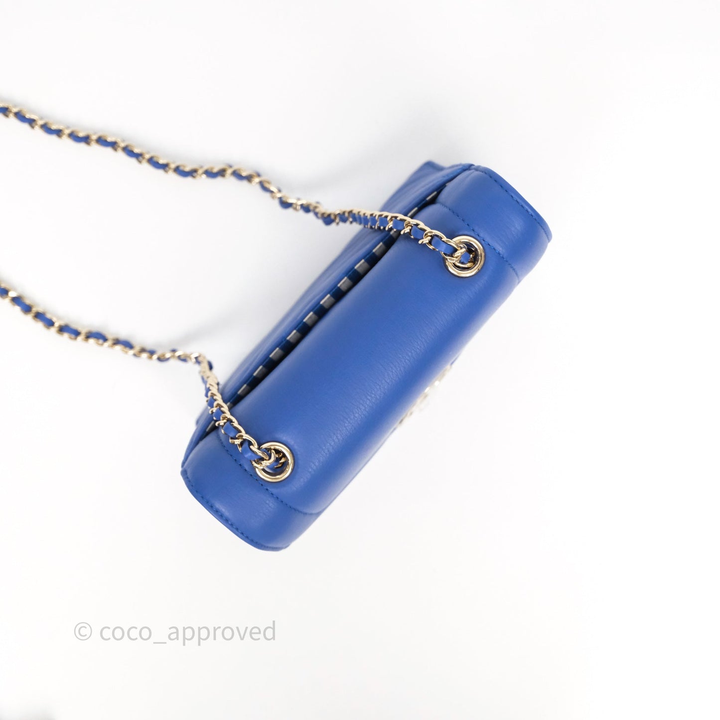 Chanel Chevron Square Envelope Flap Bag Royal Blue Calfskin Gold Hardware 19C