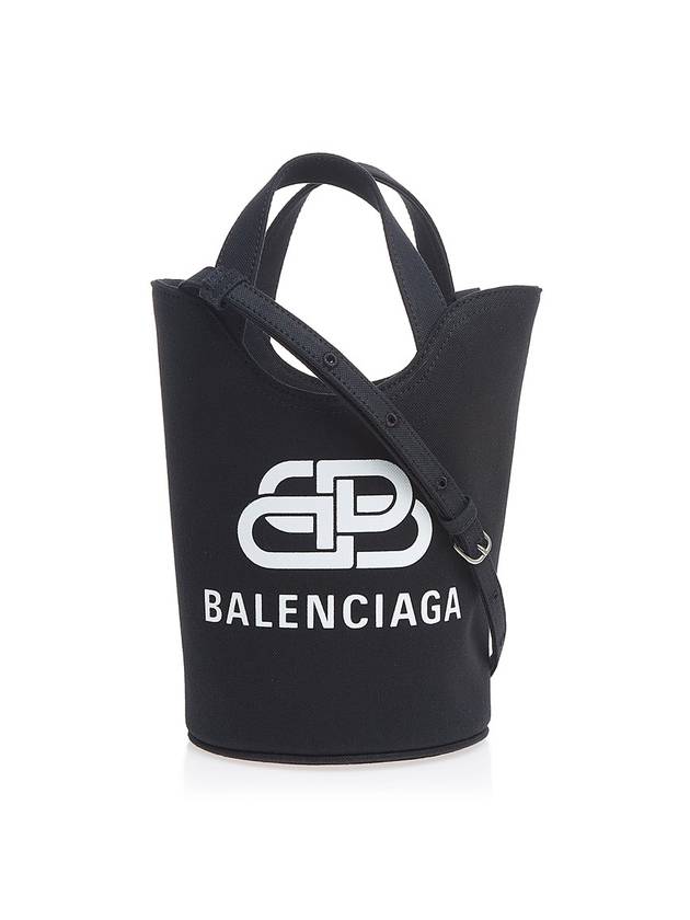 Luxury Balenciaga Logo Wave Bucket Tote Bag Black