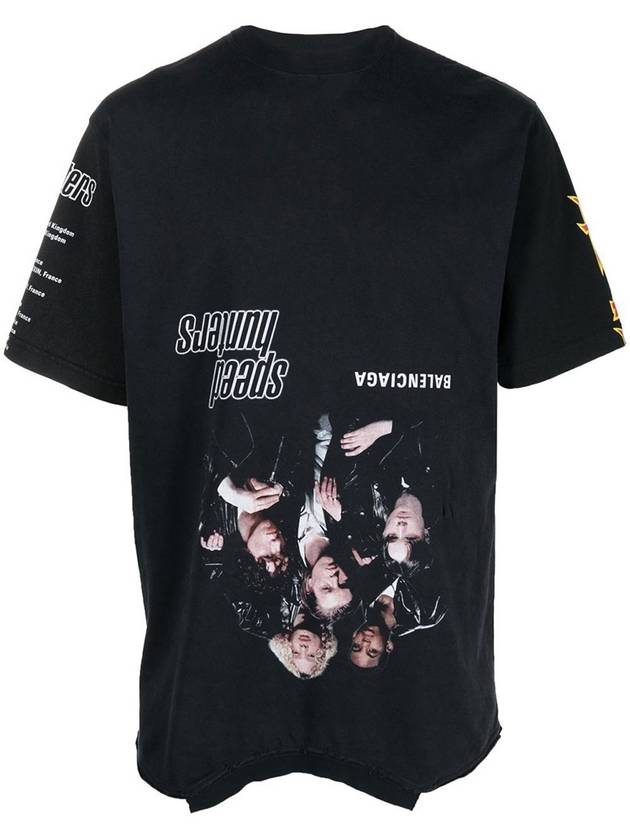 Luxury Balenciaga Speed Hunter Upside Down Oversized Short Sleeve T-shirt Black