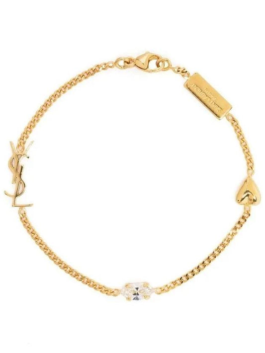 Luxury Saint Laurent Opyum Heart Chain Bracelet Gold