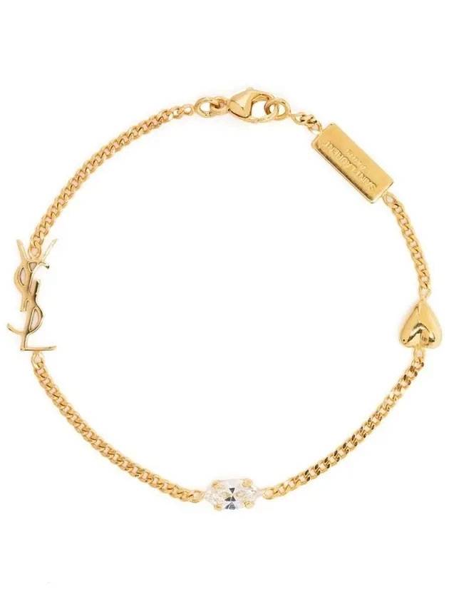 Luxury Saint Laurent Opyum Heart Chain Bracelet Gold