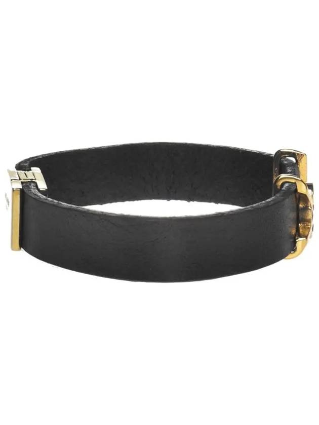 Luxury Saint Laurent Monogram Opyum Leather Bracelet Black Gold