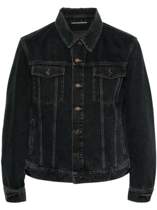 Luxury Saint Laurent Pocket Denim Jacket Black