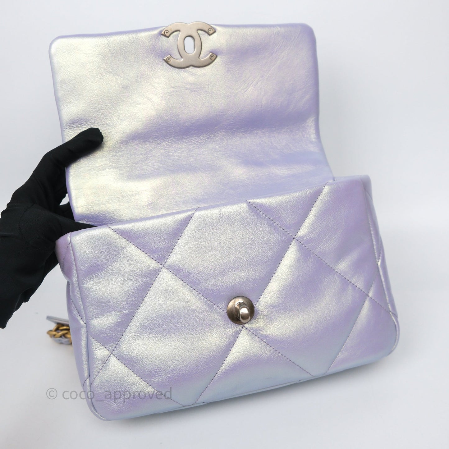 Chanel 19 Small Iridescent Purple Mixed Hardware