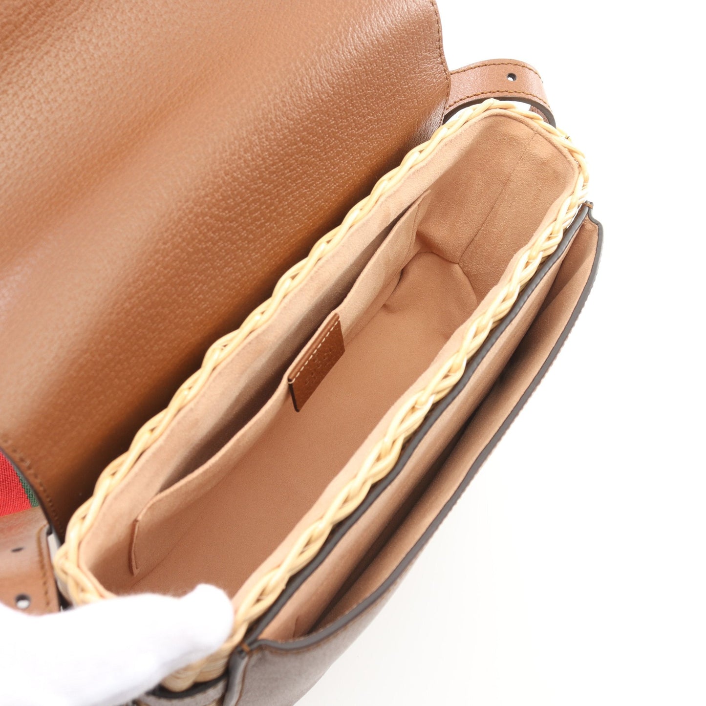 Luxury Gucci Trending 2025 Small Wicker Sherry line Basket bag Shoulder bag Leather Wicker Brown Beige