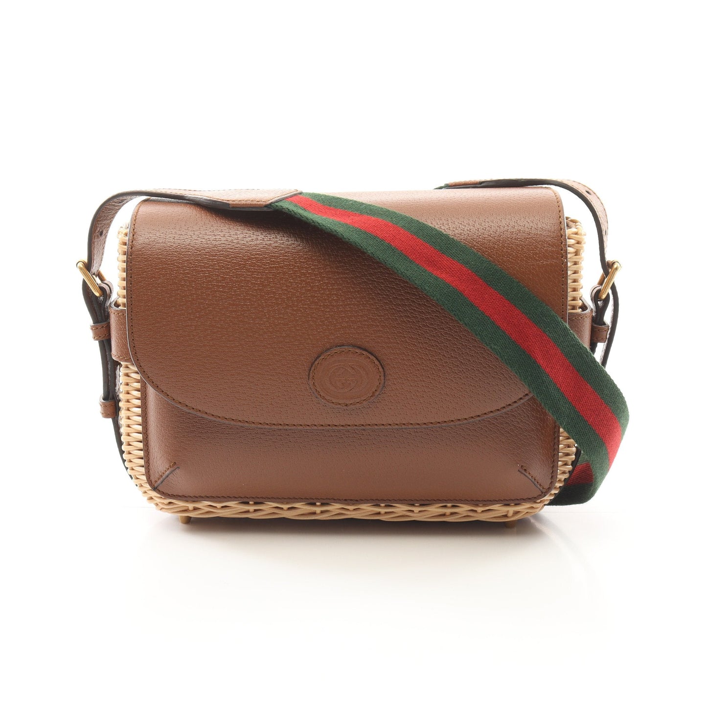 Luxury Gucci Trending 2025 Small Wicker Sherry line Basket bag Shoulder bag Leather Wicker Brown Beige
