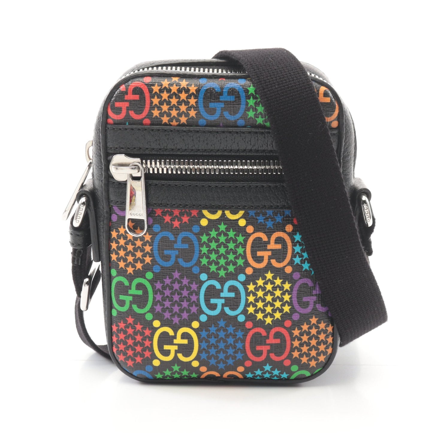 Luxury Gucci Trending 2025 GG Psychedelic Messenger bag Shoulder bag PVC Leather Black Multicolor