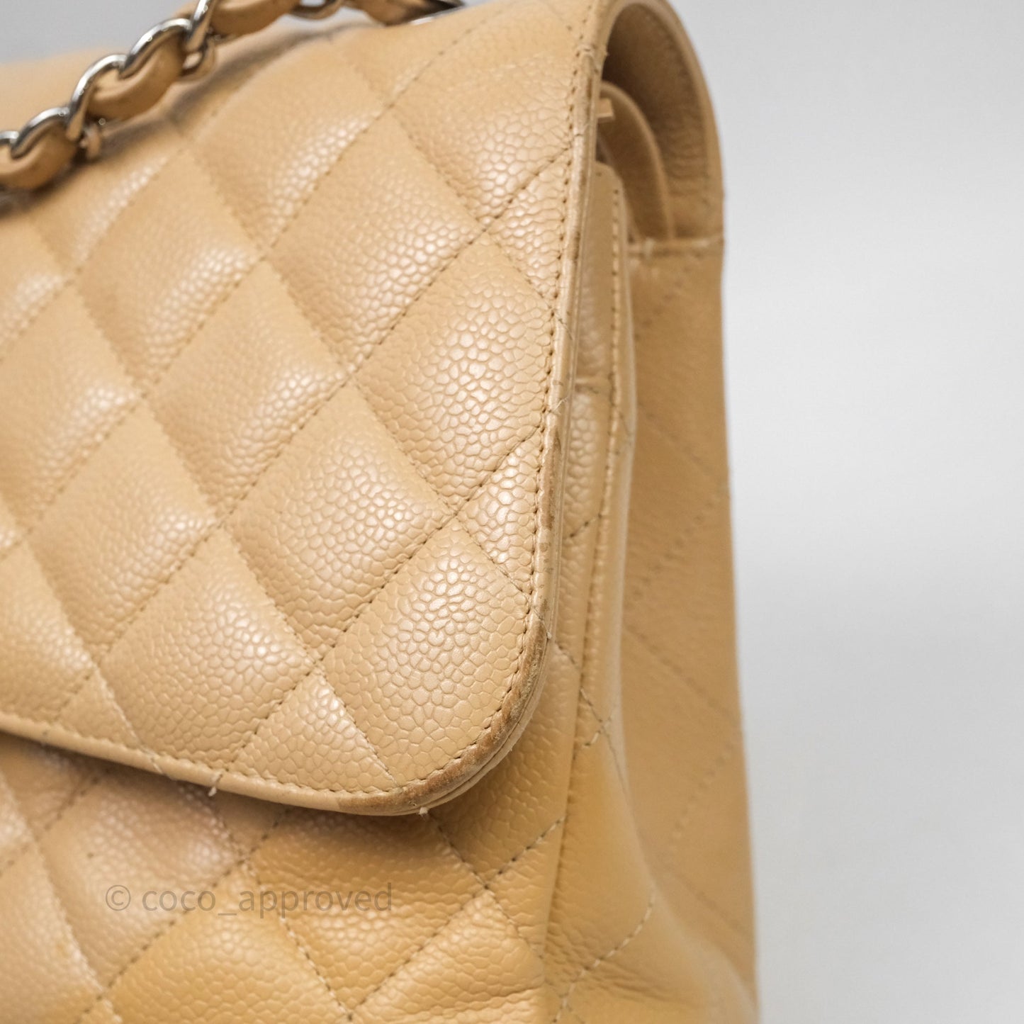 Chanel Jumbo Double Flap Beige Caviar Silver Hardware⁣⁣
