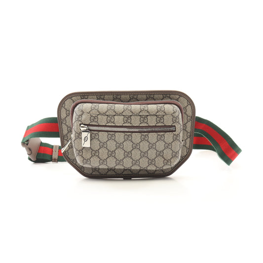 Luxury Gucci Trending 2025 GG Supreme Belt bag Body bag Waist bag PVC Leather Beige Dark brown