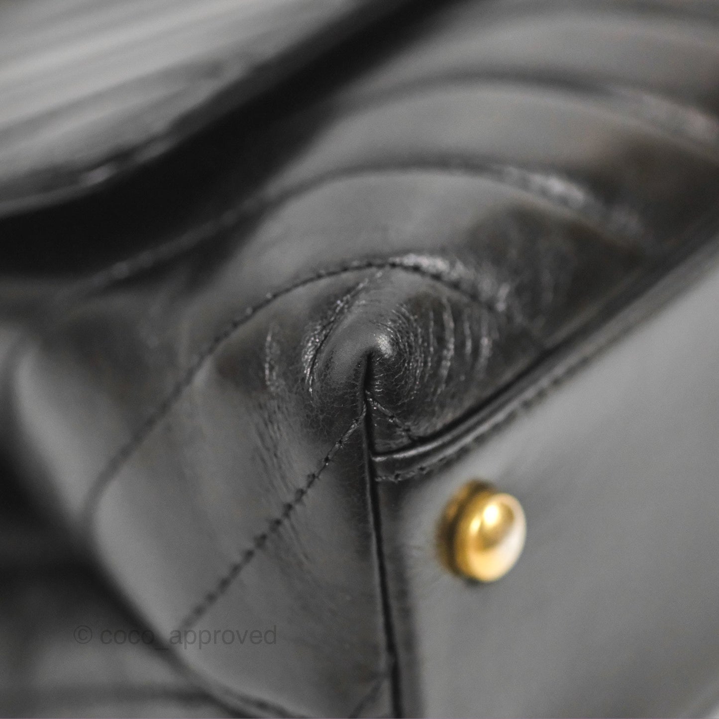 Chanel Chevron Small Coco Handle Black Shiny Aged Calfskin Aged Gold Hardware’s