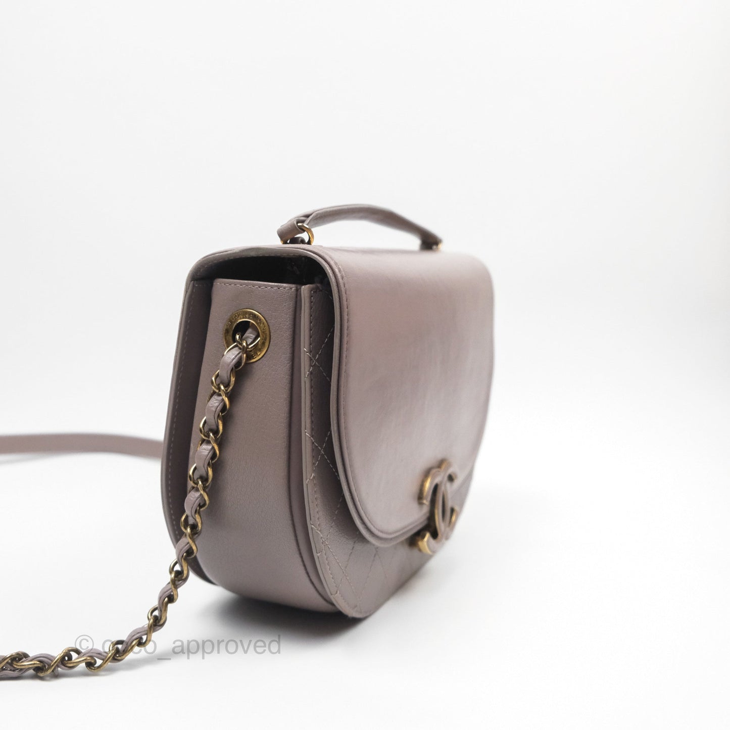 Chanel Coco Curve Flap Burnished Lilac Grey Calfskin Goatskin Antique Gold Hardware