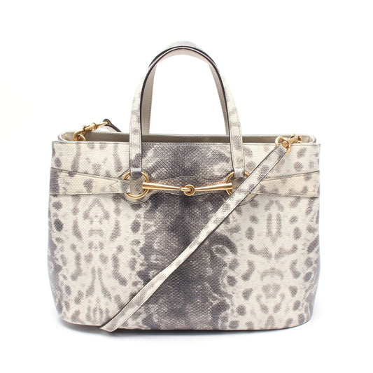 Luxury Gucci Trending 2025 Horsebit Handbag Tote bag Leather White Gray Python embossed 2WAY