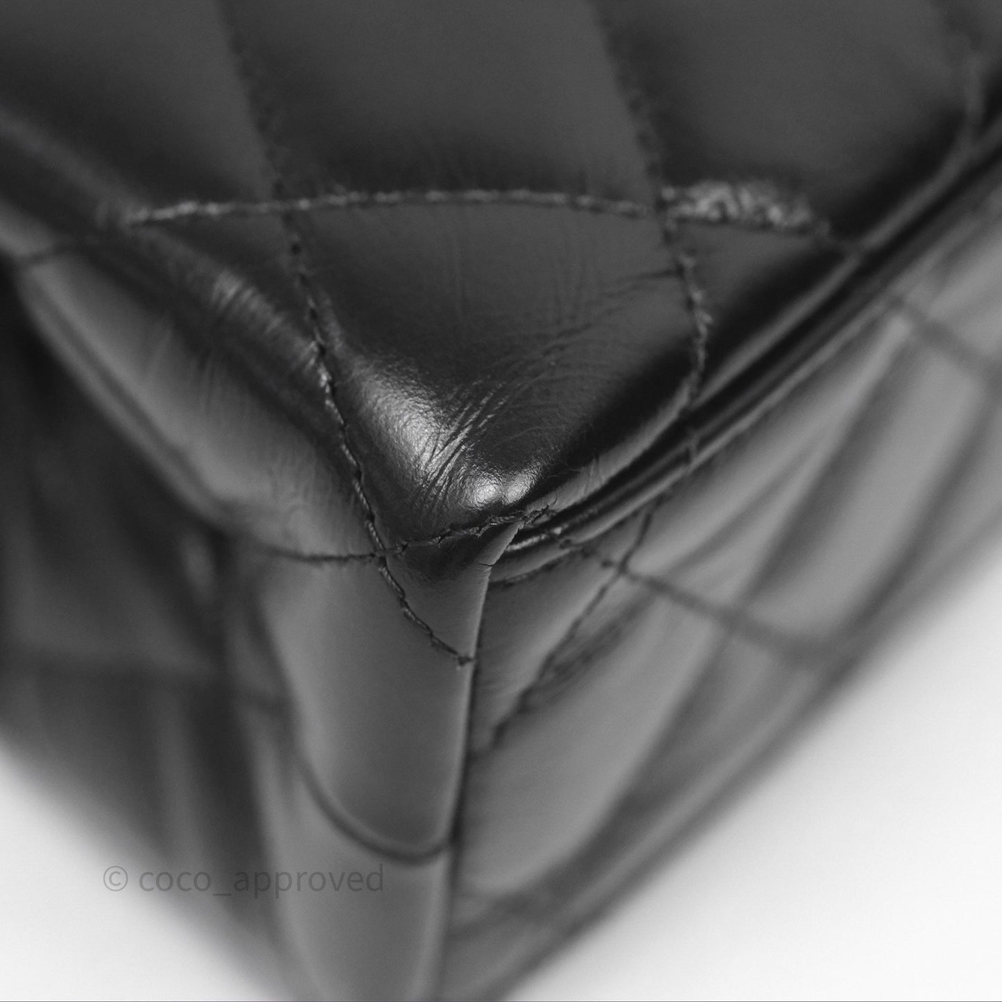 Chanel Kelly Bag Quilted Black Shiny Crumpled Calfskin Aged Gold Hardware