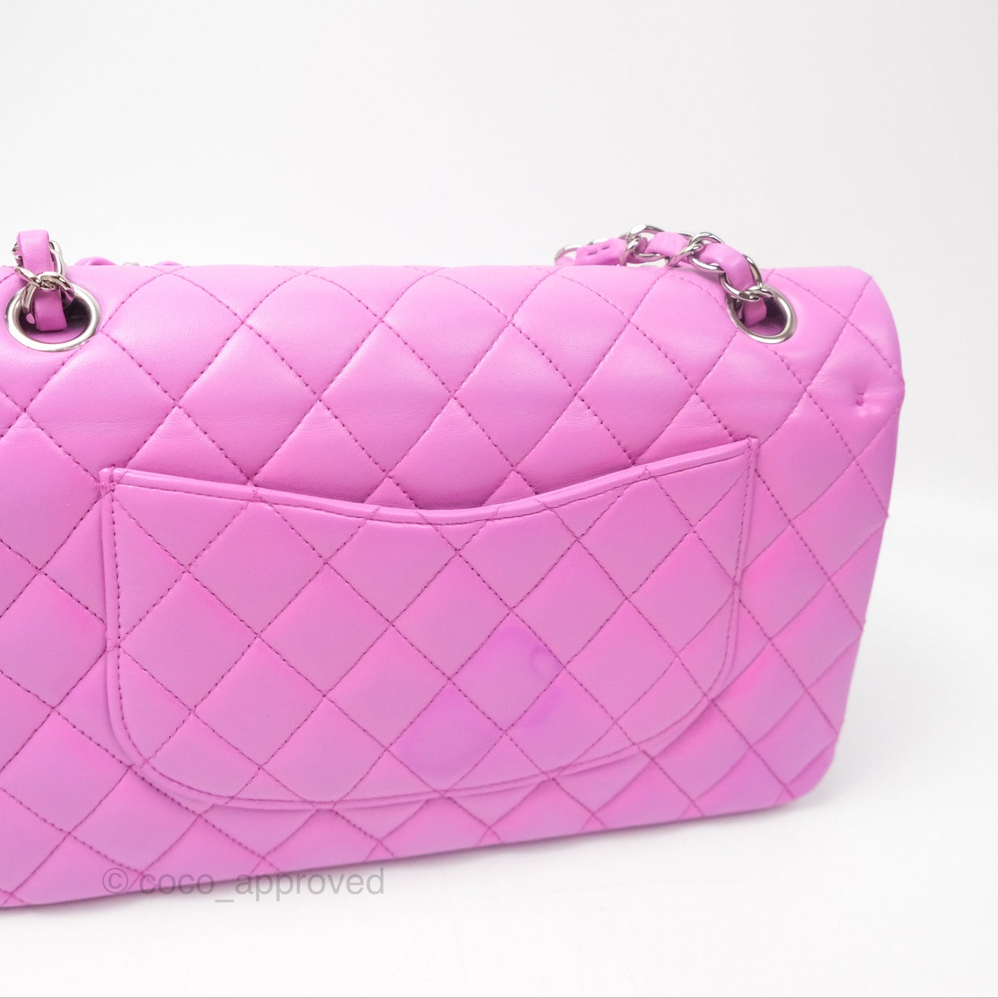 Chanel Medium Classic Flap Quilted Purple Lambskin Silver Hardware
