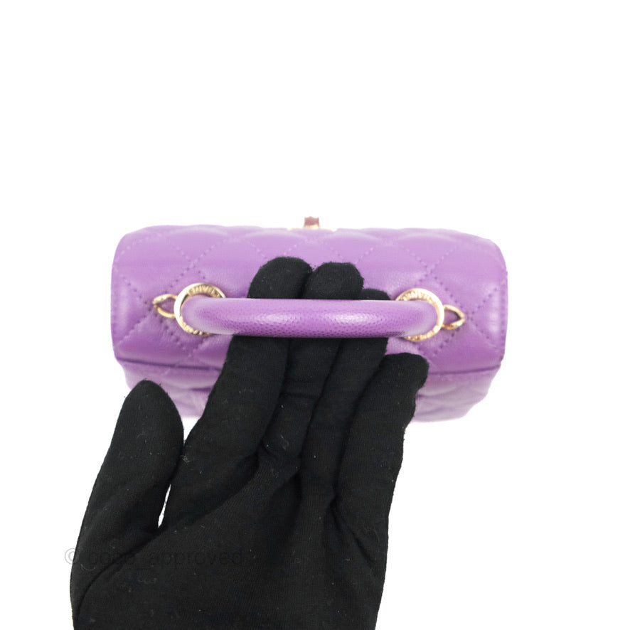 Chanel Mini Coco Handle Quilted Purple Caviar Gold Hardware
