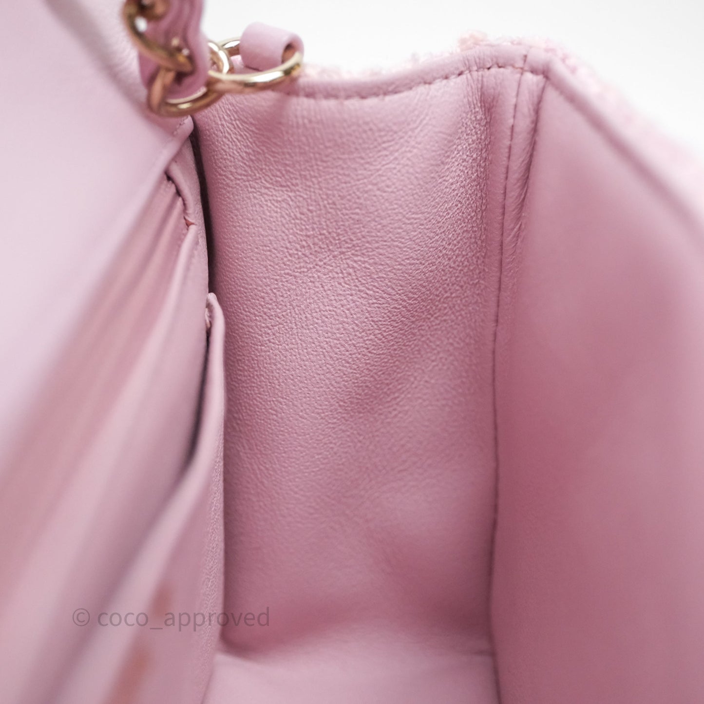 Chanel Classic Mini Rectangular Flap Pink Tweed Gold Hardware