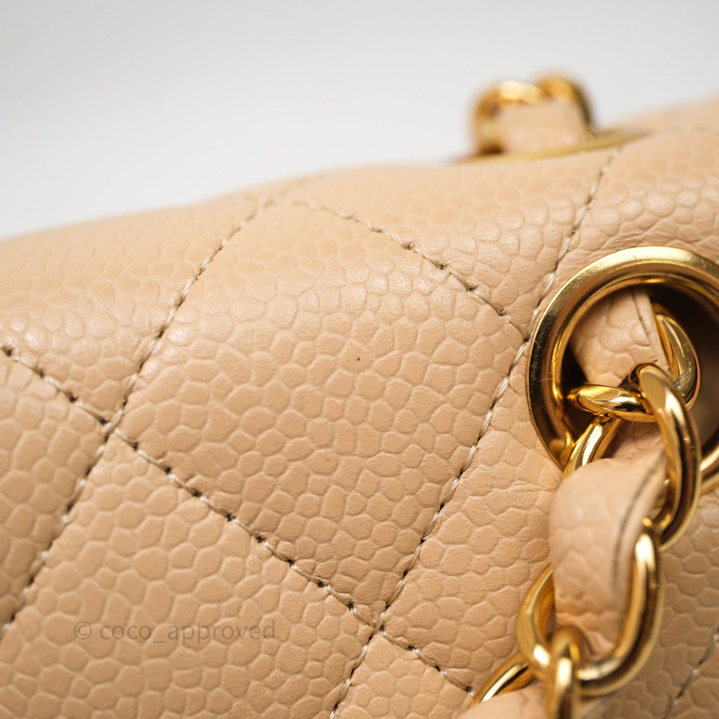 Chanel Classic M/L Medium Flap Quilted Beige Caviar Gold Hardware