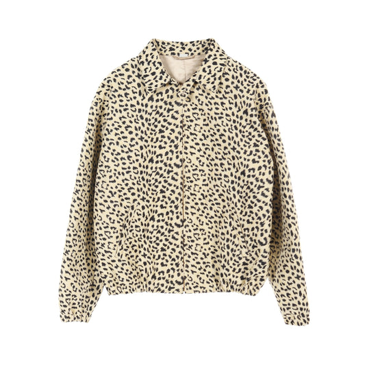 Luxury Gucci Trending 2025 JACQUARD WITH Luxury Gucci Trending 2025 LABEL Zip up jacket Blouson Leopard Cotton Beige Black