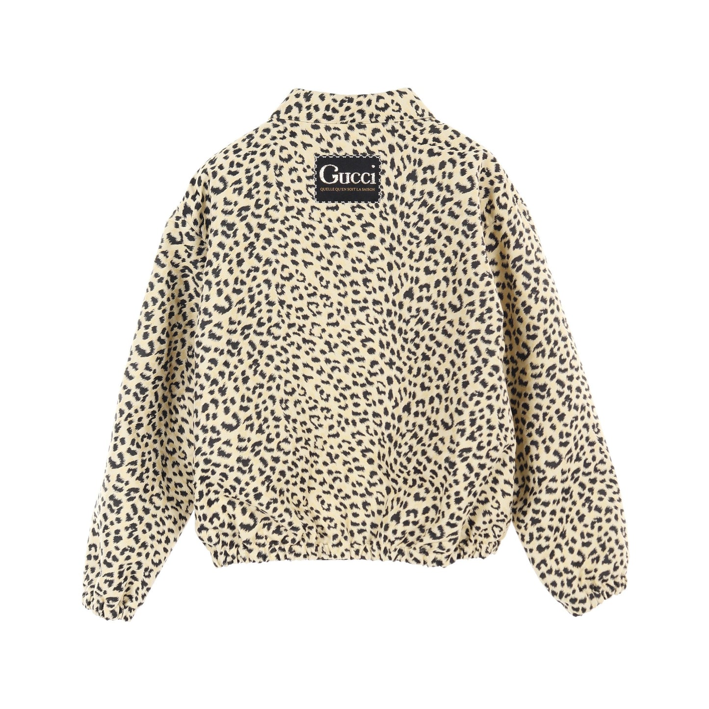 Luxury Gucci Trending 2025 JACQUARD WITH Luxury Gucci Trending 2025 LABEL Zip up jacket Blouson Leopard Cotton Beige Black