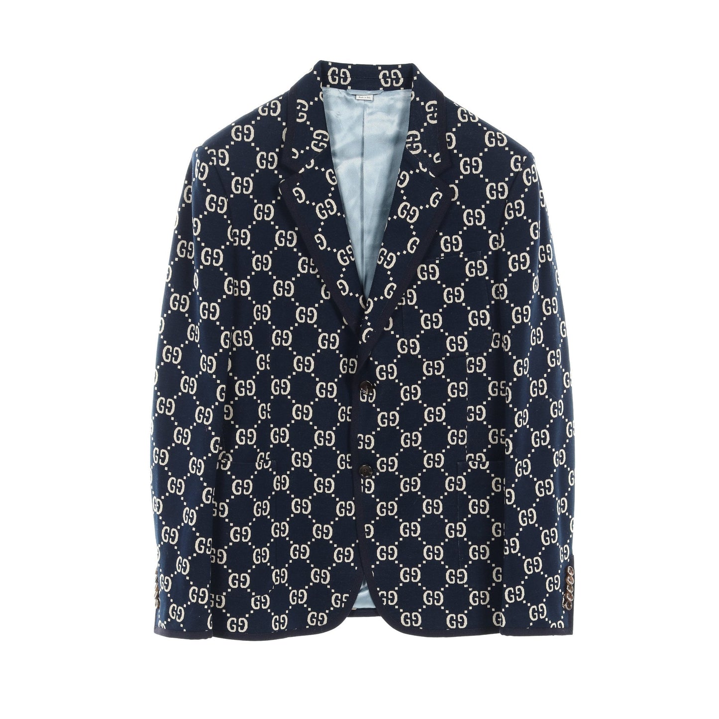 Luxury Gucci Trending 2025 GG jacquard Tailored jacket Cotton Wool Navy White