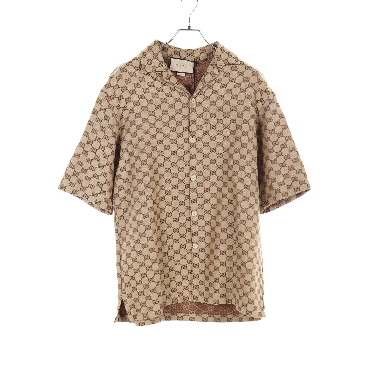 Luxury Gucci Trending 2025 GG canvas Shirt Short sleeve Linen Beige Brown