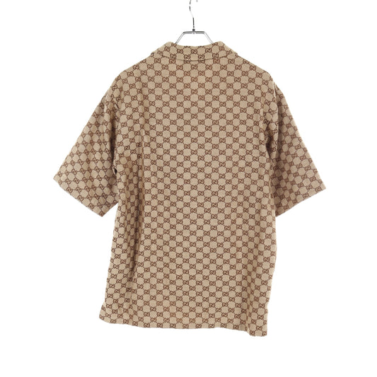Luxury Gucci Trending 2025 GG canvas Shirt Short sleeve Linen Beige Brown