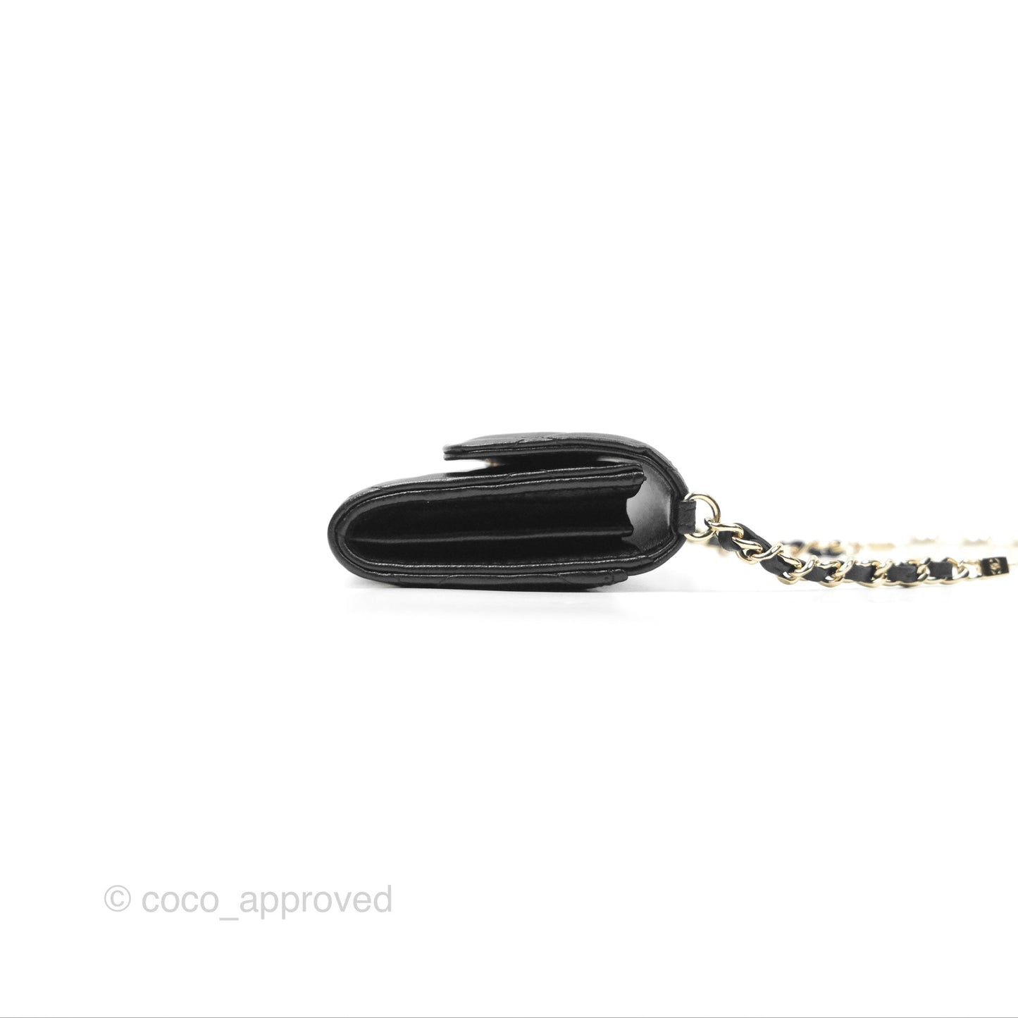 Chanel Mini Clutch With Pearl Chain Black Lambskin Gold Hardware