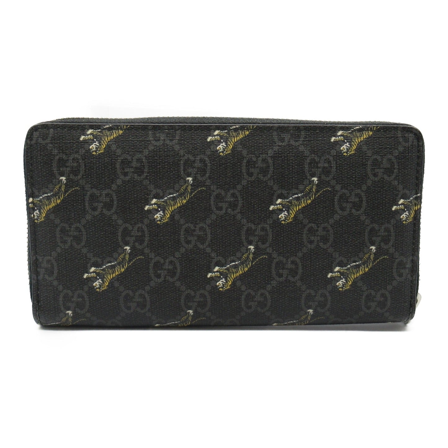 Luxury Gucci Trending 2025 Round long wallet GG Supreme Tiger Round zipper long wallet Leather Black