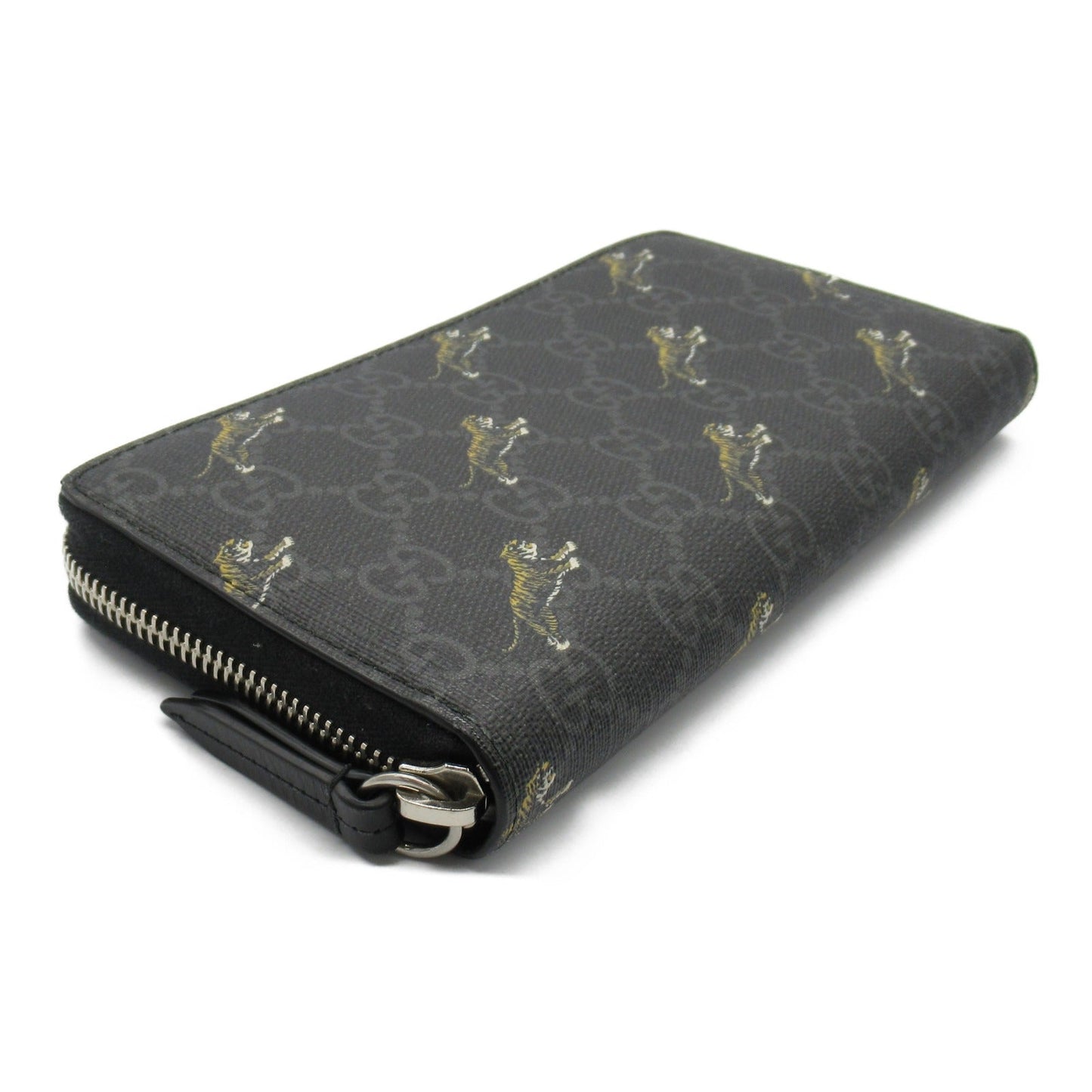 Luxury Gucci Trending 2025 Round long wallet GG Supreme Tiger Round zipper long wallet Leather Black