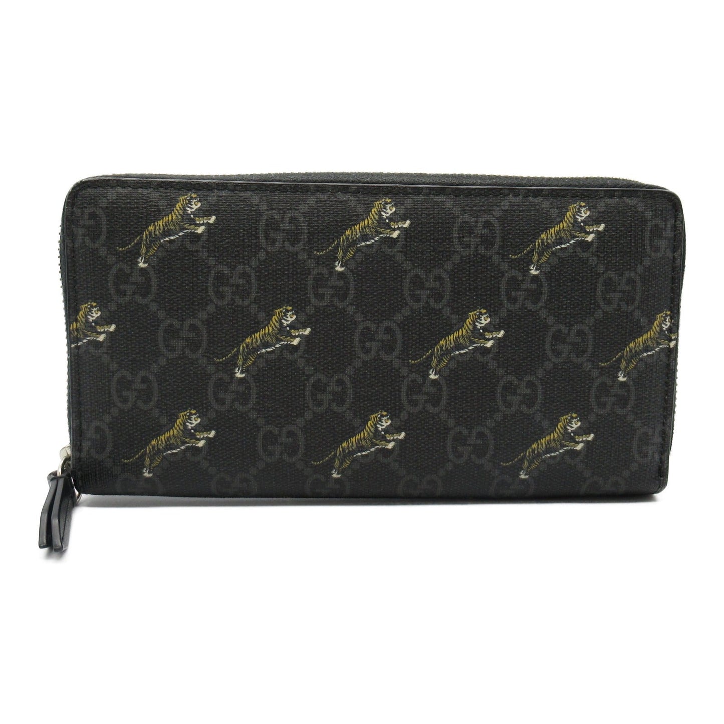 Luxury Gucci Trending 2025 Round long wallet GG Supreme Tiger Round zipper long wallet Leather Black