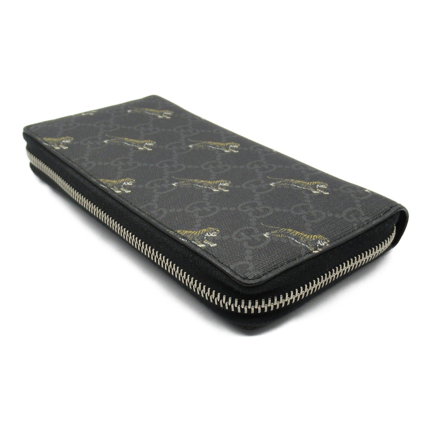 Luxury Gucci Trending 2025 Round long wallet GG Supreme Tiger Round zipper long wallet Leather Black