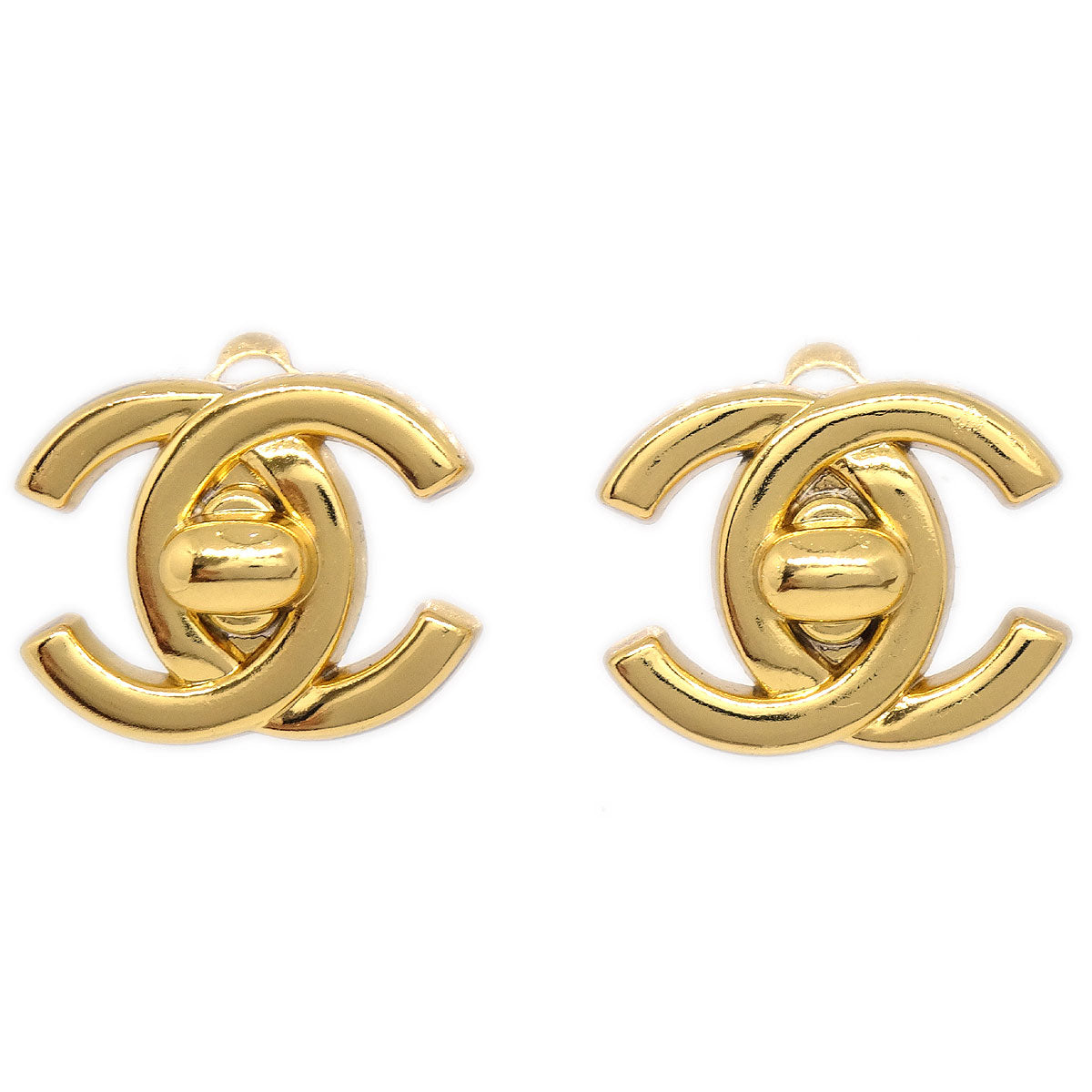 Luxury Chanel 1996 Turnlock CC Earrings Small