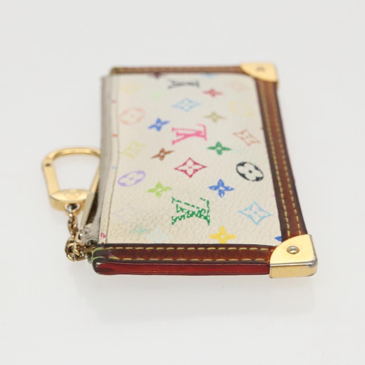 LOUIS VUITTON Multicolor Pochette Cles Coin Purse White M92655 LV 96161