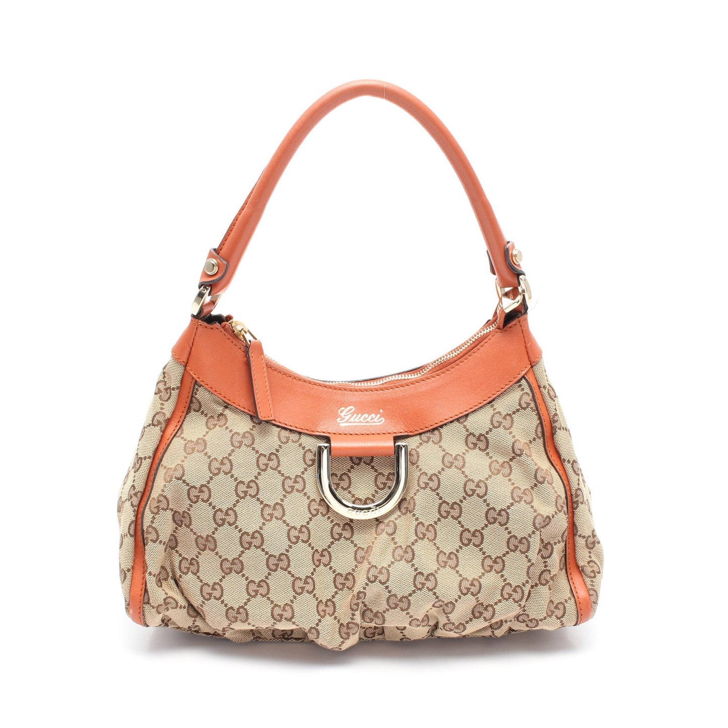 Luxury Gucci Trending 2025 Abby GG canvas One shoulder bag Canvas Leather Beige Orange brown