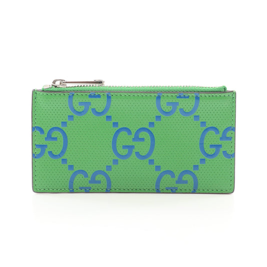 Luxury Gucci Trending 2025 GG embossed Card case Coin purse Leather Green Blue