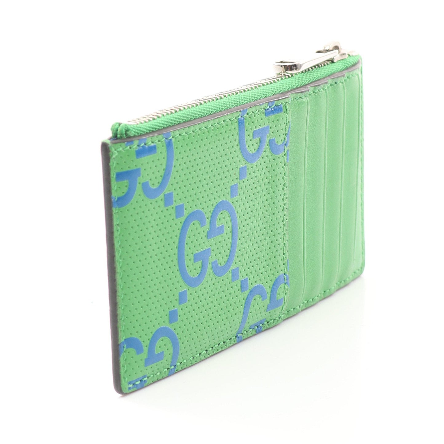 Luxury Gucci Trending 2025 GG embossed Card case Coin purse Leather Green Blue