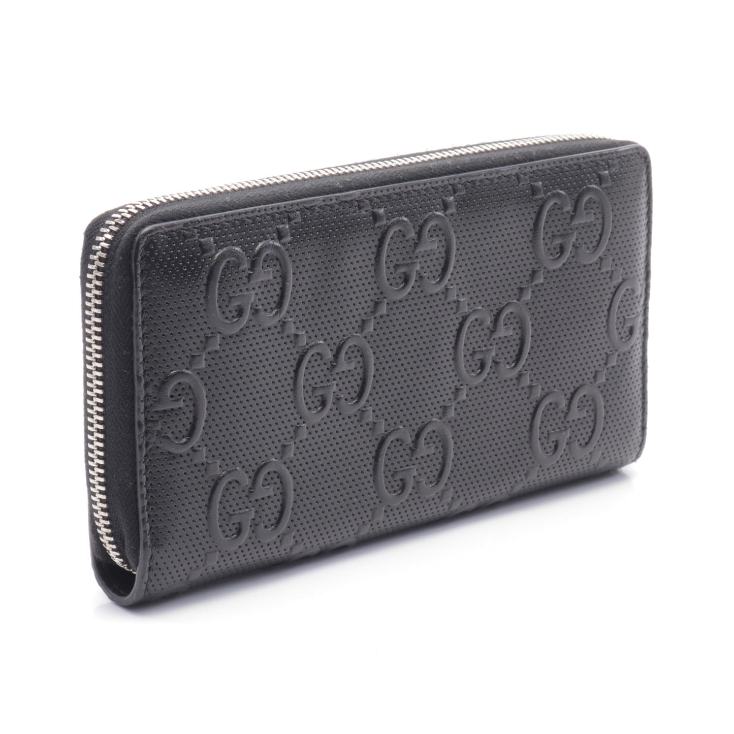 Luxury Gucci Trending 2025 GG embossed Round zipper long wallet Leather Black