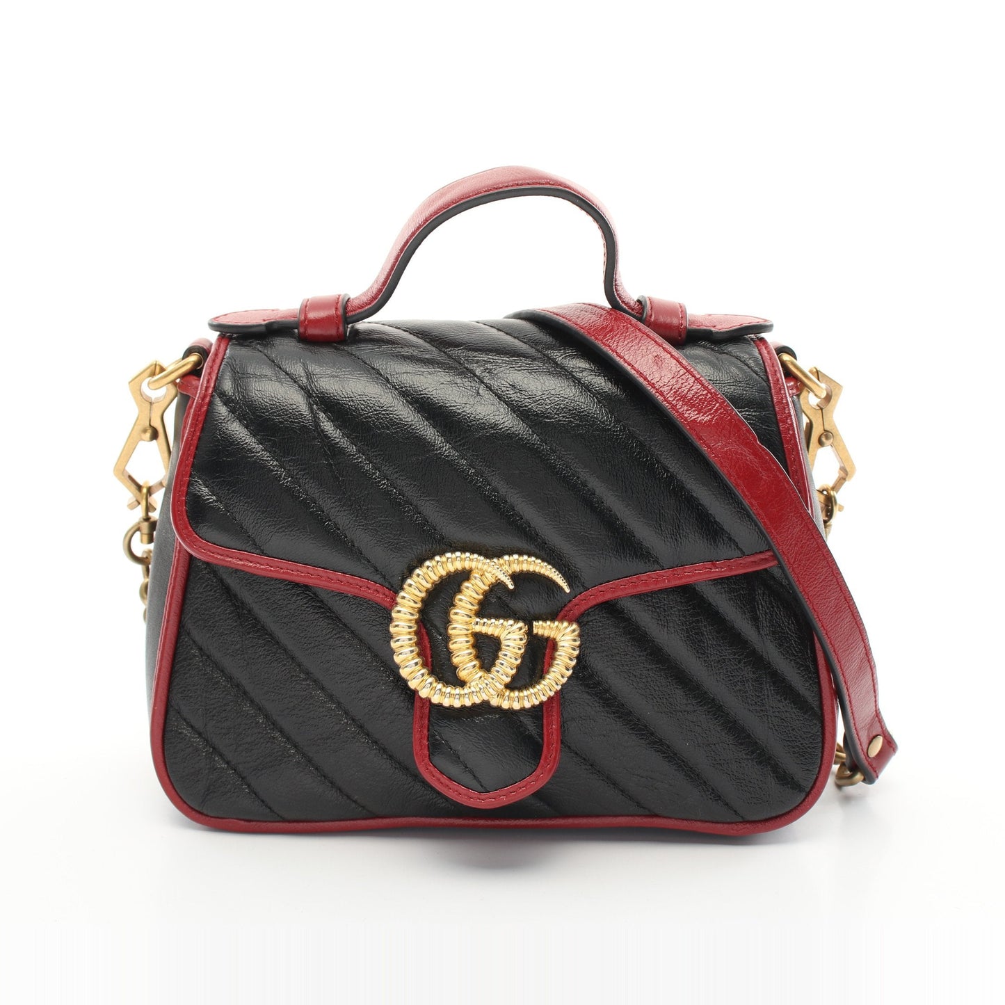 Luxury Gucci Trending 2025 GG Marmont Handbag Leather Black Red 2WAY