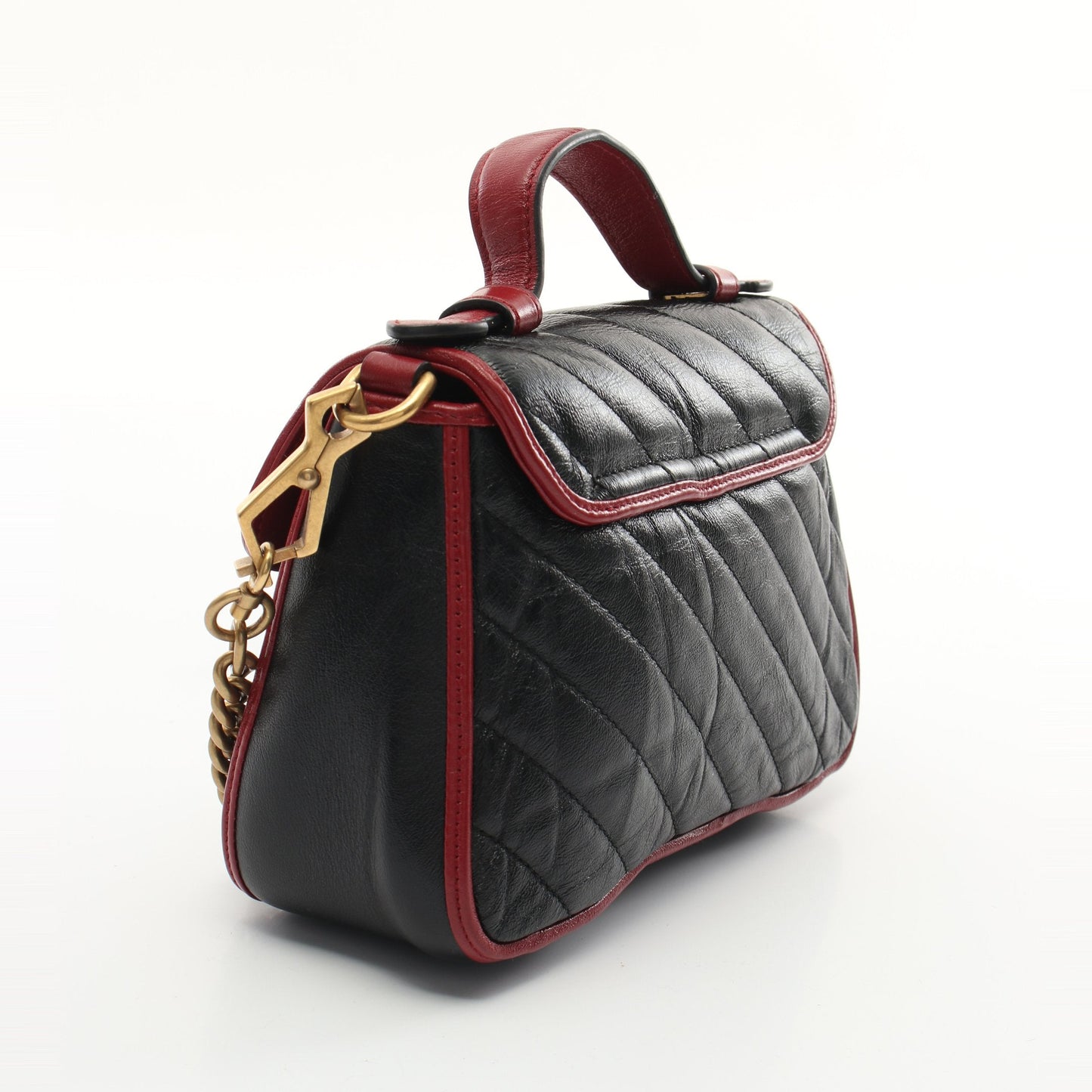 Luxury Gucci Trending 2025 GG Marmont Handbag Leather Black Red 2WAY