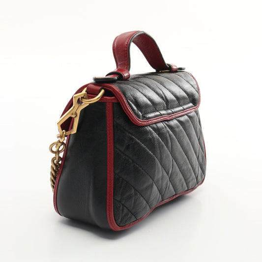 Luxury Gucci Trending 2025 GG Marmont Handbag Leather Black Red 2WAY