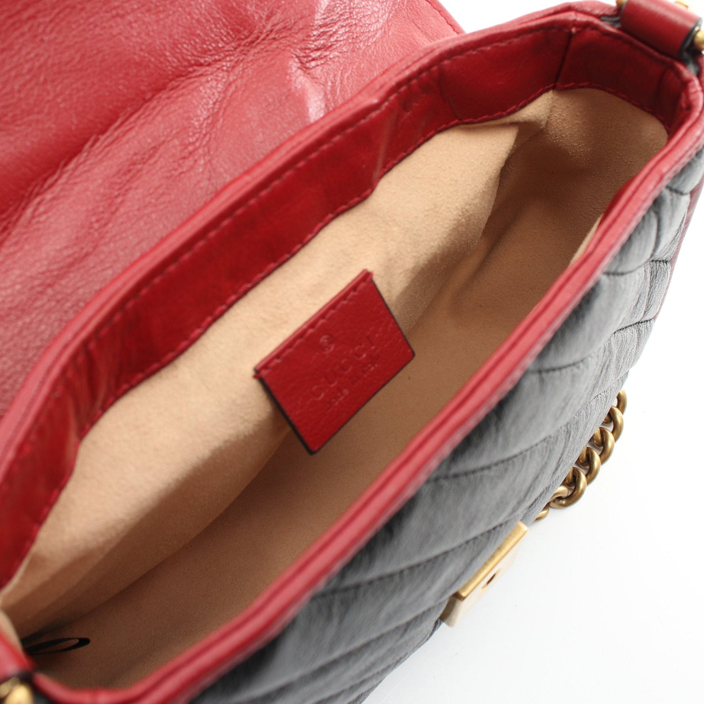 Luxury Gucci Trending 2025 GG Marmont Handbag Leather Black Red 2WAY
